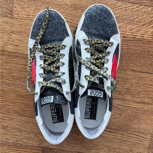 Golden Goose Black and Red Star Sneakers
